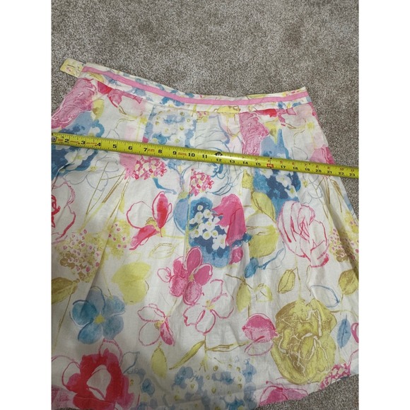 Sigrid Olsen Floral Watercolor Linen Blend Skirt Vintage Grandma Pleated Skirt - Picture 7 of 9